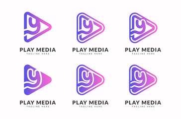 Letter Y play media creative gradient logo