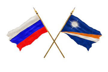 Background for designers. National Day. 3D model National flags  of Russia and Marshall islands