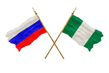 Background for designers. National Day. 3D model National flags  of Russia and Nigeria