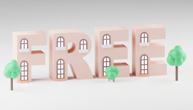 3d rendered tiny houses with free text on them