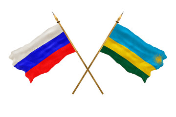 Background for designers. National Day. 3D model National flags  of Russia and Rwanda