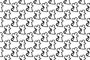 Obraz premium Seamless pattern completely filled with outlines of mouse symbols. Elements are evenly spaced. Vector illustration on white background