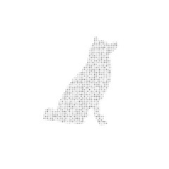 The dog symbol filled with black dots. Pointillism style. Vector illustration on white background