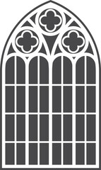 Church medieval window. Old gothic style architecture element. Glyph illustration 
