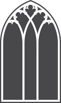 recommend clip art: Church medieval window. Old gothic style architecture element. Glyph illustration 