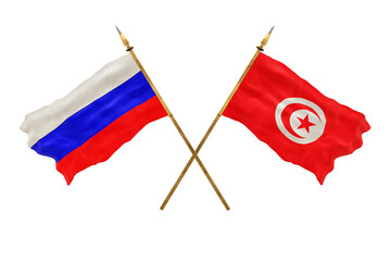 Background for designers. National Day. 3D model National flags  of Russia and Tunisia