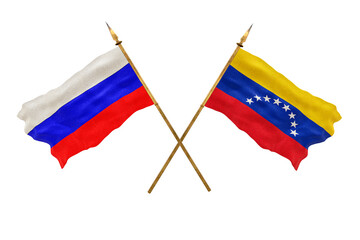 Background for designers. National Day. 3D model National flags  of Russia and Venezuela
