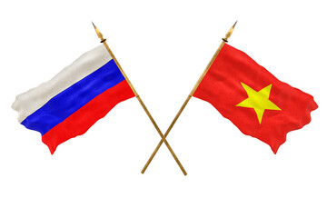 Background for designers. National Day. 3D model National flags  of Russia and Vietnam