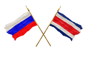 Background for designers. National Day. 3D model National flags  of Russia and Сosta-rica