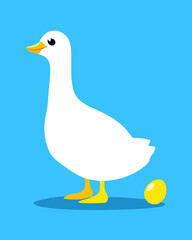 Goose laying golden egg flat illustration
