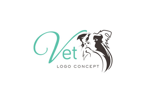 Veterinary clinic logo concept, flat vector design