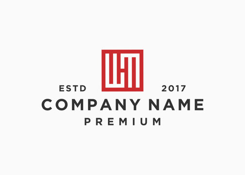 letter wm square logo design vector illustration template