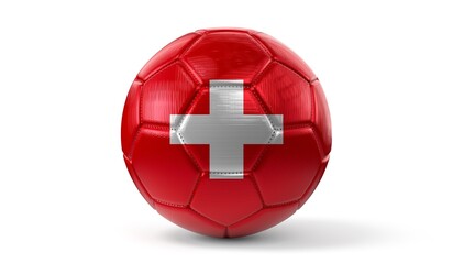 Obraz premium Soccer ball with national flag of Switzerland - 3D illustration