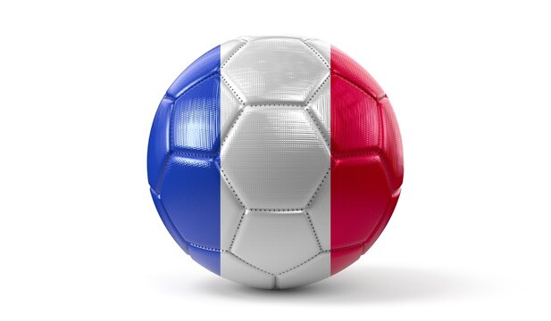 Soccer ball with national flag of France - 3D illustration