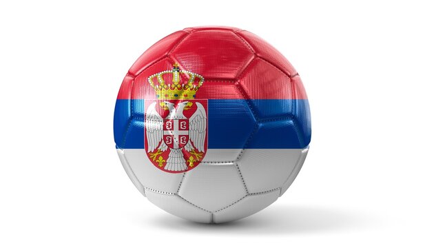 Soccer ball with national flag of Serbia - 3D illustration
