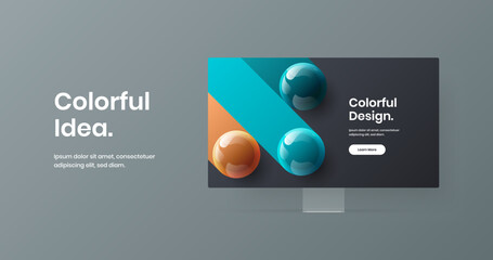 Creative web project vector design layout. Modern computer display mockup site illustration.