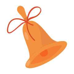 Jingle bells and red ribbon. Concept Merry Christmas, Happy New Yeur. Cartoon flat design. Vector illustration