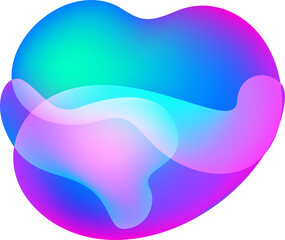 Liquid gradient shape. Fluid abstract color background. Holographic organic 3D design. Neon futuristic element. Blend bubble.

