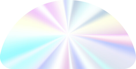 Fototapeta premium Holographic sticker. Silver label gradient stamp. Metal texture badge. Iridescent rainbow foil in semicircle shape. Neon emblem.