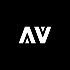 AA or AV letter business logo in black and white color 