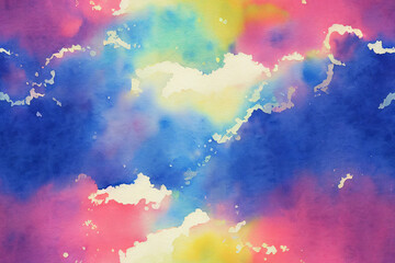 Fototapeta na wymiar Vertical shot of Colorful watercolor clouds seamless textile pattern 3d illustrated