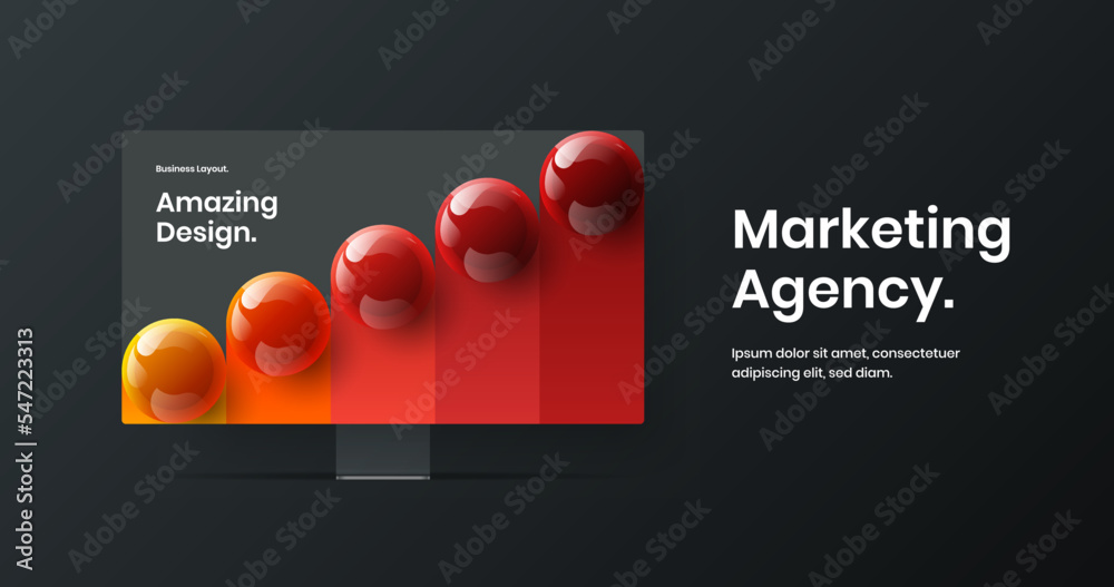 Wall mural creative computer display mockup landing page concept. amazing web project vector design layout.
