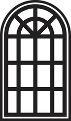 Gothic window outline. Silhouette of vintage stained glass church frame. Element of traditional European architecture.