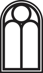 Gothic window outline. Silhouette of vintage stained glass church frame. Element of traditional European architecture.