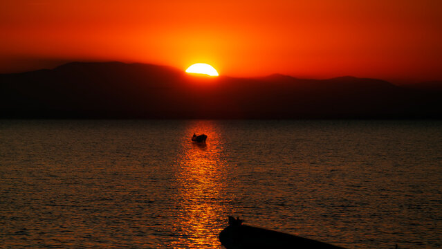 Beautiful sunset from Manyas Lake