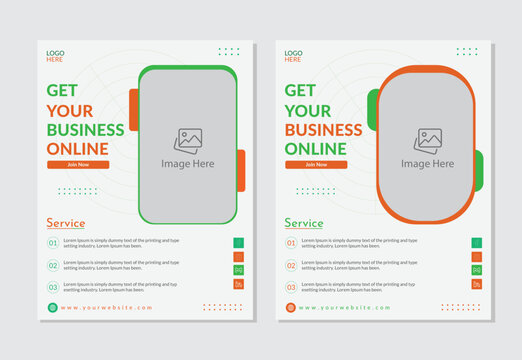 a bundle of 2 templates of different colors a4 flyer template, modern business flyer template, abstract business flyer and creative design, IT company flyer and editable vector template design