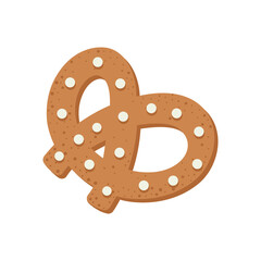 Christmas cookies in the form of a pretzel with white confectionery sprinkles. Vector Christmas illustration.
