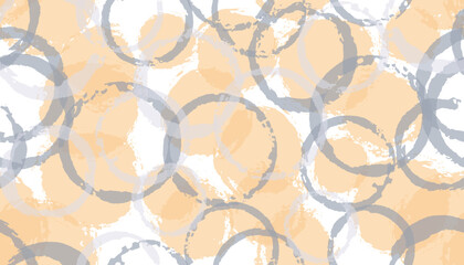 Allover hand drawn circle stamps textile print. Round shape blob overlapping elements vector