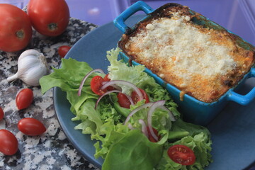 lasagna and salad 