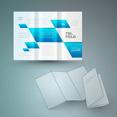 Trifold Cover rhombus geometric design template vector blue color