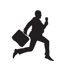 Fototapeta na wymiar businessman runs to success vector silhouette. business fast forward concept.