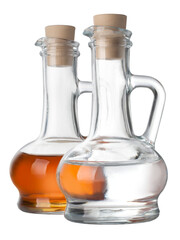 Bottles with oil and vinegar