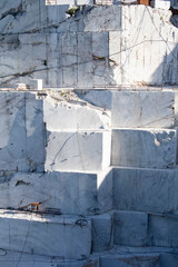 Details of a quarry for the extraction of Carrara marble Italy
