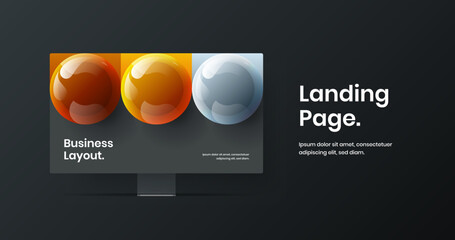 Original desktop mockup landing page layout. Creative web project design vector template.