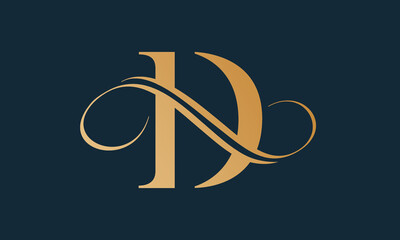 Luxury letter d logo template in gold color. Modern trendy initial luxury d letter logo design. Royal premium letter d logo design vector template. - obrazy, fototapety, plakaty