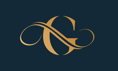 Luxury letter g logo template in gold color. Modern trendy initial luxury g letter logo design. Royal premium letter g logo design vector template.