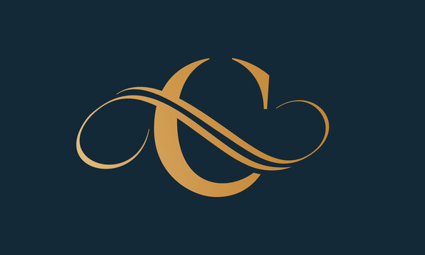 Luxury letter c logo template in gold color. Modern trendy initial luxury c letter logo design. Royal premium letter c logo design vector template.