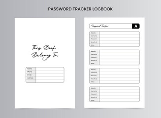 Password Tracker Log Book Template