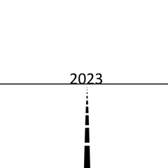 Start of 2023, black on white background