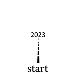 Start of 2023, black on white background
