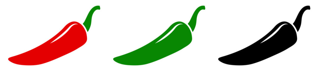 Spicy chili pepper icons. Vector illustration isolated on white background - obrazy, fototapety, plakaty