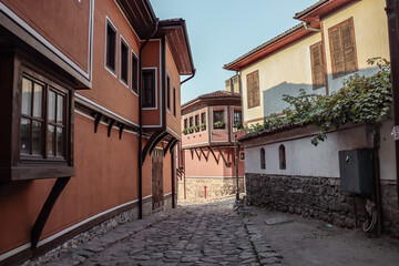 Fototapeta na wymiar Streets in the old town of Plovdiv.