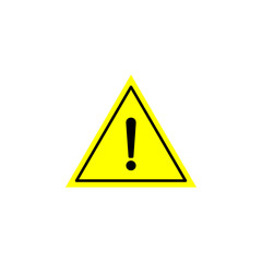 Warning vector icon illustration sign. Danger sign flat design. Caution error icon. Exclamation point in a triangle, on white background