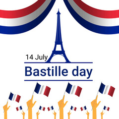 Fototapeta na wymiar Happy Bastille day on 14 July