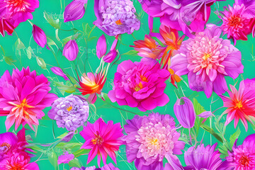Fototapeta na wymiar Floral Wallpaper, Seamless Pattern