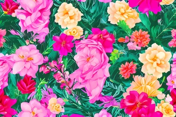 Tuinposter Floral Wallpaper, Seamless Pattern © Ethan